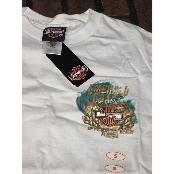 Harley Davidson Emerald Coast White T Shirt Men’s Small 2015 Earthquake Bash - Picture 2 of 4